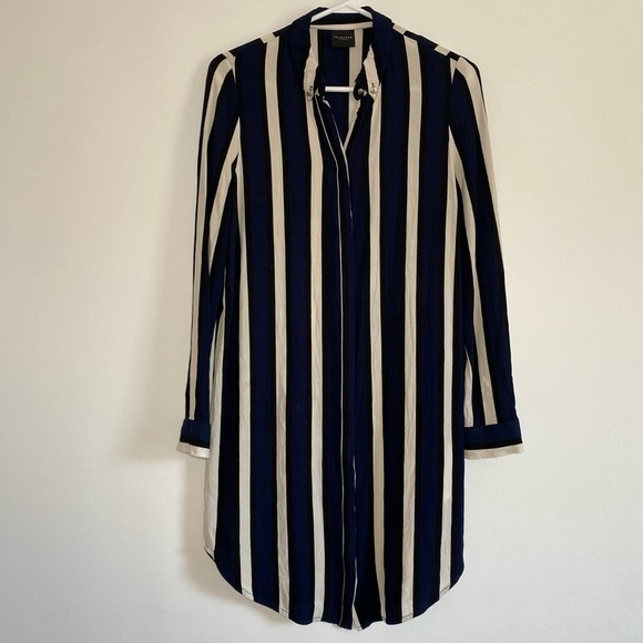 Selected Femme Long Sleeves Shirt Blue and White Stripe Dress Size EU34 - Picture 2 of 11